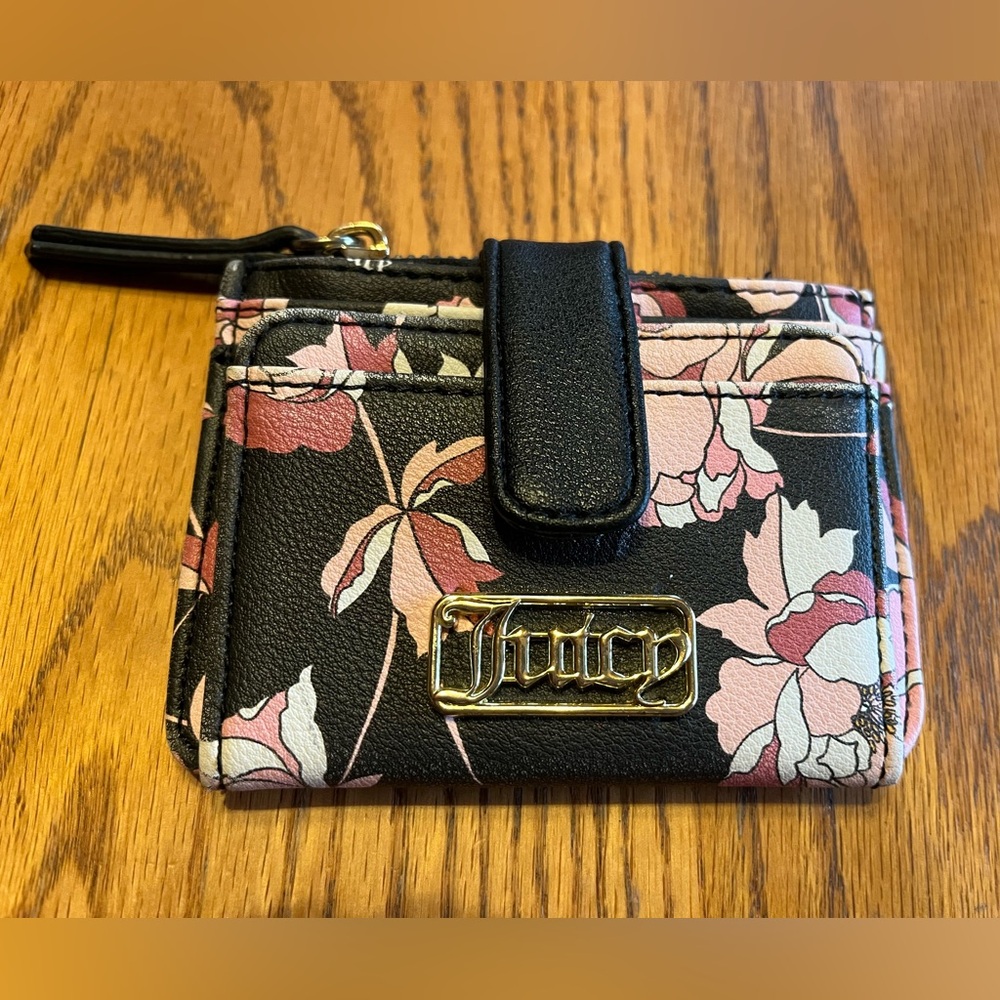 Juicy Couture Black and Pink Floral Wallet